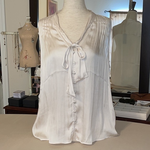 Banana Republic Tops - NWT Banana Republic Champagne Sleeveless Tie Neck Blouse Sz. MD